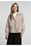 Fashion Fit Snap Fastener Unlined Women's Beige Jacket