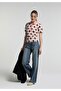 Slim Fit Polo Collar Metered Printed Women's Pink Short Sleeve T-Shirt - 3