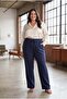 Beli Lace-Up Large Size Linen Trousers Navy Blue - 4