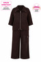 Plus Size Women's Suit with Zippered Collar and Stone Embellishment Detail - 2