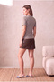 Women's Brown / Blue Striped Cotton / Elastane Regular Fit V-Neck Short Sleeve Shirred T-Shirt Bennett - 6