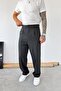Anthracite Pleated Baggy Fit Fabric Trousers