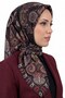 Women's Black Coffee Paisley Patterned Flared Twill Scarf