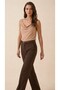 Women's Beige Color Degaje Collar Adjustable Rope Strap Sandy Fabric Athlete Blouse - 3