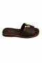 Venera Brown Buckle Genuine Leather Slippers
