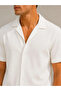 Men's Crepe Fabric Breathable Short Sleeve Shirt Pocket Shorts Top and Bottom Set - White - 2