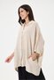 Women's Beige Italian 100% Linen Plus Size Poncho Linen Shirt Size 42 - 52 - 2