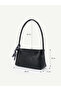 Women's Single Handle Scarf Detailed Zippered Baguette Hand and Shoulder Bag - 6