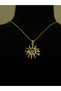 Elegant Gold Color Necklace with Sun Design Stones - 2