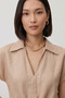 Women's Double Linen Set Knot Detailed Blouse and Shorts Set - 2