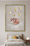 Sleeping Fox Kids Wall Art | Portrait Framed Canvas Print with Gold Foil Embossed | Luxury Islamic Decor for Kids Room