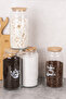 4-Piece 1300 ml Bamboo Leak-Proof Lid Luxury Transparent Labeled Tea Sugar Coffee Salt Storage Container Jar Set - 4