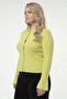 Women Spread Collar Long Sleeve Textured Cardigan, Lime - 3