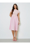 Pink Corset Waist A-Line Midi Dress - 2