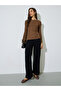Brown Textured Boat Neck Fitted Top - 2