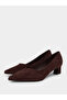 Brown Pointed Toe Block Heel Court Shoes - 2