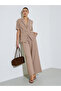 Beige Notch Lapel Blazer Top - 2