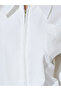 White Zip-Up Longline Shirt - 4