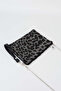 Women's Leopard Silver Stone Suede Portfolio Handbag and Clutch Bag with Ankle Strap and Chain Strap - 2