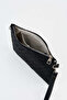 Women's Fish Black Stone Suede Portfolio Handbag and Clutch Bag with Ankle Strap and Chain Strap - 2