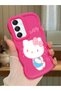 Samsung Galaxy A16 Compatible Case with Camera Protector Red Silicone Couple Phone Case Kitty Pattern
