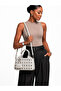 Women's Knitted Patterned Beige Hand and Shoulder Bag with Cross Strap Premium Design - 3
