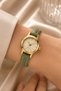 Leny Women's Wristwatch Green Thin Cord Gold Case White Dial Minimal Analog Elegant Casual Women's Watch - 4