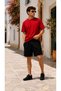 Men's Plain Shorts+Crew Neck T-Shirt Stylish Summer Comfortable Fit Casual Shorts+T-Shirt Two-Piece Set