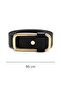 Black Shk3012 Women's Thick Faux Leather Waist Belt with Silver Buckle - 3