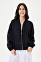 Black Italian 100% Linen Embroidered Zippered Low Sleeve Oversize Linen Blouse Blouse Size 38 - 44 - 5