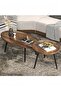 Oval Nesting Coffee Table Set of 2, Round End Tables with Fluted, Creative Wooden Sofa Side TablesModern Center Table for Living Room Bedroom Office Balcony(Walnut)