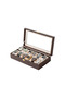 12-Slot Black Leather Watch Box Lockable Watch Storage and Collection Box with Glass Lid