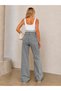Women's Anthracite High Waist Belt Detailed Wide Leg Jeans - 5