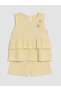 Yellow Butterfly Embroidered Girls' Shorts Set - 3