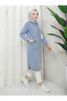 Light Blue Hooded Pocketed Gilet Denim Tunic - 3