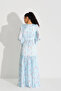 Corset Look Chiffon Satin Dress Blue - 4