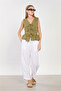 Women's Tie-Up Ruffle Vest - Khaki - 3