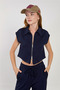 Women's Double Zipper Two-Piece Set - Navy Blue - 3