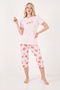 Patterned Cotton Crew Neck Capri Pajama Set Pajama Set 65790787 - 2
