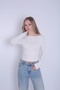 Women's Boat Neck Long Sleeve Stretchy Buzi Blouse / Bodysuit - 3