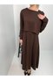 Women's Long Sleeve Crop Top and Dress Two-Piece Set - 2