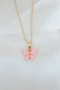 Gold Plated Pink Pearl Butterfly Necklace
