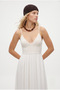 Women's Noa Lined 100% Cotton Crochet Detailed Strappy Long Woven Ecru Dress - 3