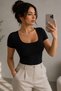 Women's Square Collar Slim Fit Lined T-Shirt & Blouse Lycra Fabric Osho Fabric - 2