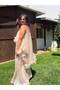 Pleated Floral Motif Chiffon Dress - 5