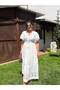 White Imported Dress with Tassels and Scalloped Edges