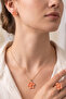 Orange Color Sakura Flower Necklace Earrings Ring Set in Gift Box - 2