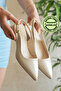 Mooien - 5cm Women's Heeled Shoes Tesla Rugan Bej - 5