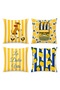 Motorcycle Dog and Lemons Patterned 4-Piece Throw Pillow Cover Set - 3