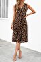 Women's Sleeveless V-Neck Patterned Single Jersey Short Dress - 2